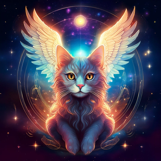 A cat with angel wings