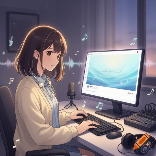 lady_listening_to_music_video